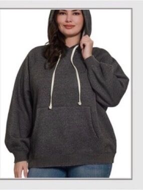 ZENANA - ACID WASH HOODIE Black New